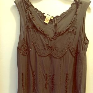Sheer black beaded tank top